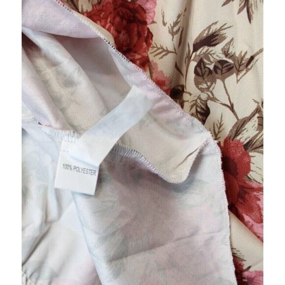 Shein Maxi Dress Halter Neck Women L Satin Beige Pink Floral Summer Beach - Picture 16 of 16